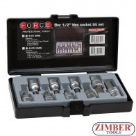 К-т шестограми на вложка 1/2" 4,5,6,7,8,10,12,14,17mm - 9части (4101) - FORCE PROFESSIONAL