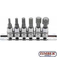 Комплект вложки с накрайник  XZN, M4 - M5 - M6 - M8 - M10 - M12, 1/4" , 6-Бр, 2162 - BGS-PROFESSIONAL