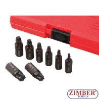 К-т екстрактори за скъсани болтове 8-бр, Torx-Plus- ZR-36TPES8 -  ZIMBER PROFESSIONAL