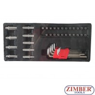 К-т Г-образни шестограми, вложки и накрайници на 1/4" 41ч.за количка, ZT-00841 - SMANN TOOLS