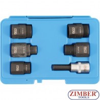 Комплект накрайници за обратен чук за вадене на  дюзи M14x1.0, M17x1.0, M20x1.0, M25x1.0, M27x1.0mm, 6 бр - 7771 - BGS technic.
