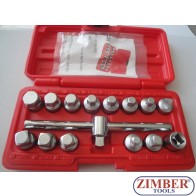 К-т ключове за картера 3/8" - 15 части, ZR-36DN3815  - ZIMBER-PROFESSIONAL