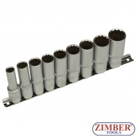 Вложки дълги 12-стенни от 10-mm - 24 mm (1/2") на релса |к-т 9 части. - 2756 - BGS-technic