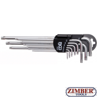 Шестограми Г-образни TORX TS10 - TS50 удължени (до 235 mm) 9 бр. (777) - BGS-PROFESSIONAL