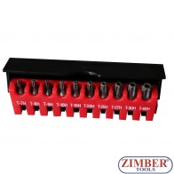 Накрайници Torx  комплект с отвор 1/4'' 10 части - 21012T - Force
