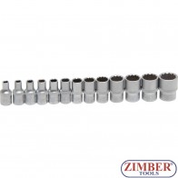 Комплект 12-стенни вложки (1/4")  4 - 14 mm | 13- части. 2269 - BGS- technic.