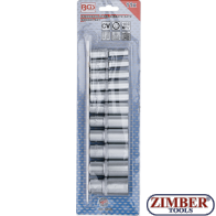 Комплект инчове вложки удължени  12-стени  (3/8") | 11 части. 6859 - BGS technic.