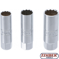 К-кт вложки за свещи 14 mm. 16 -mm. 18 mm. 3/8" | 3 части. - 6858 - BGS technic.